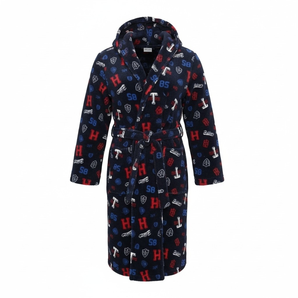 Tommy Hilfiger Big Boys Blue Fleece Robe In Size 12-14Y